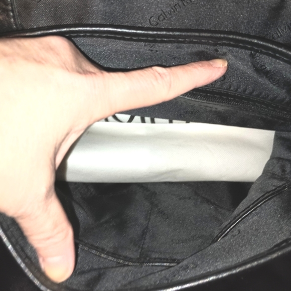 BRAND NEW Calvin Klein Embossed Suede & Leather Purse w/2 straps & Dustbag NWT - Picture 11 of 16